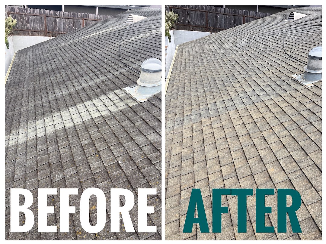 Asphalt Shingle Roof Softwash in Pismo Beach, CA 